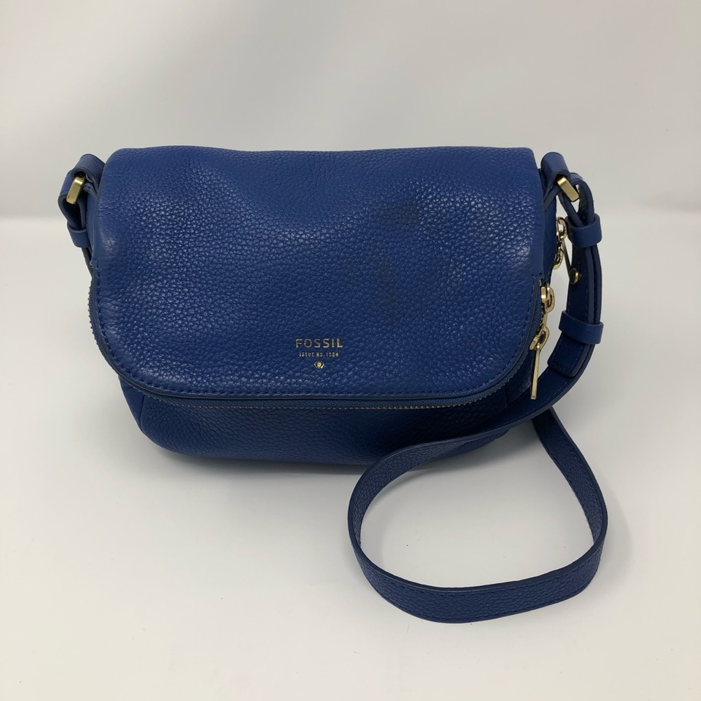 Fossil | Blue Foldover Crossbody in Pebble Leather